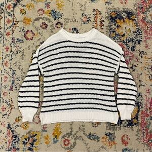 Pink Clover Black and White Striped Sweater